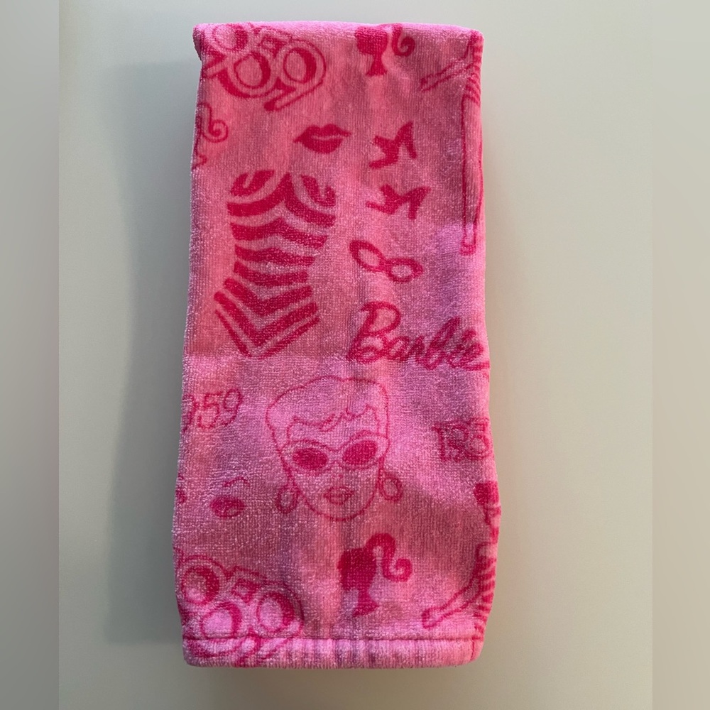 Pink Barbie hand towel. Washed, but never used.